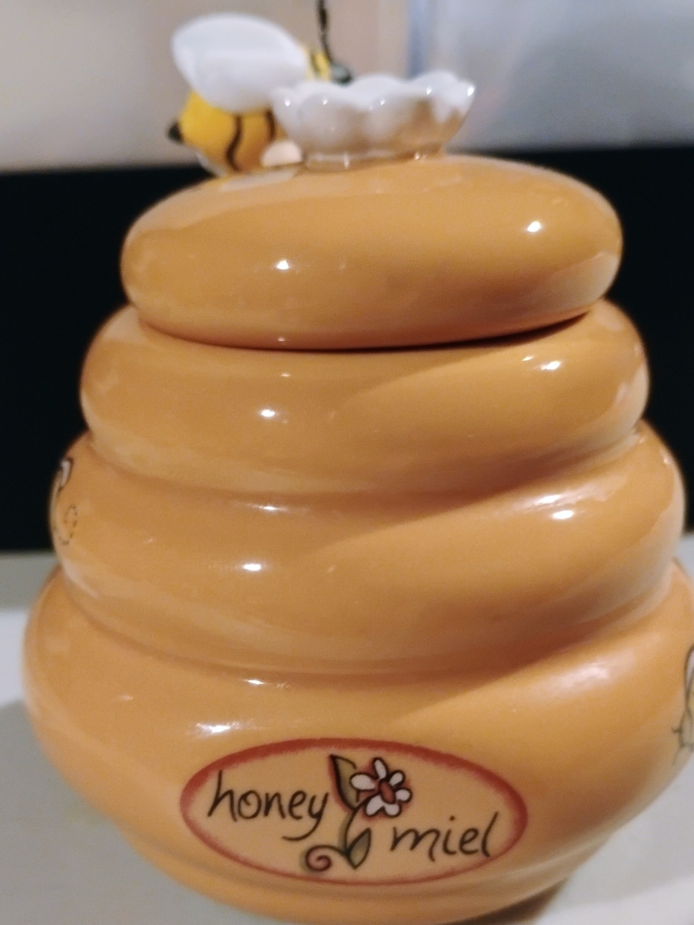 Miel Honey Bee Ceramic Honey Jar - Yellow